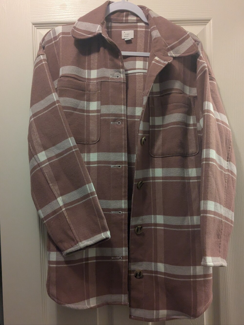 a new day Mauve Plaid Belted Jacket